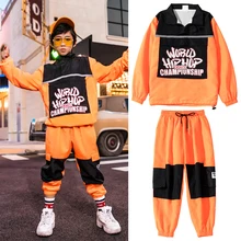 Одежда в стиле хип-хоп для девочек и мальчиков; уличный танцевальный костюм в стиле джаз; флуоресцентная сценическая одежда; детская одежда для выступлений; DQS3632