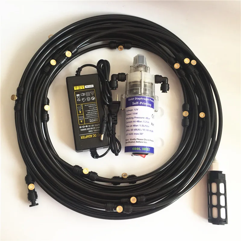 

S285 Mini 12V water pump miniature diaphragm pump water machine booster with pressure switch 12M misting system 16pcs injectors