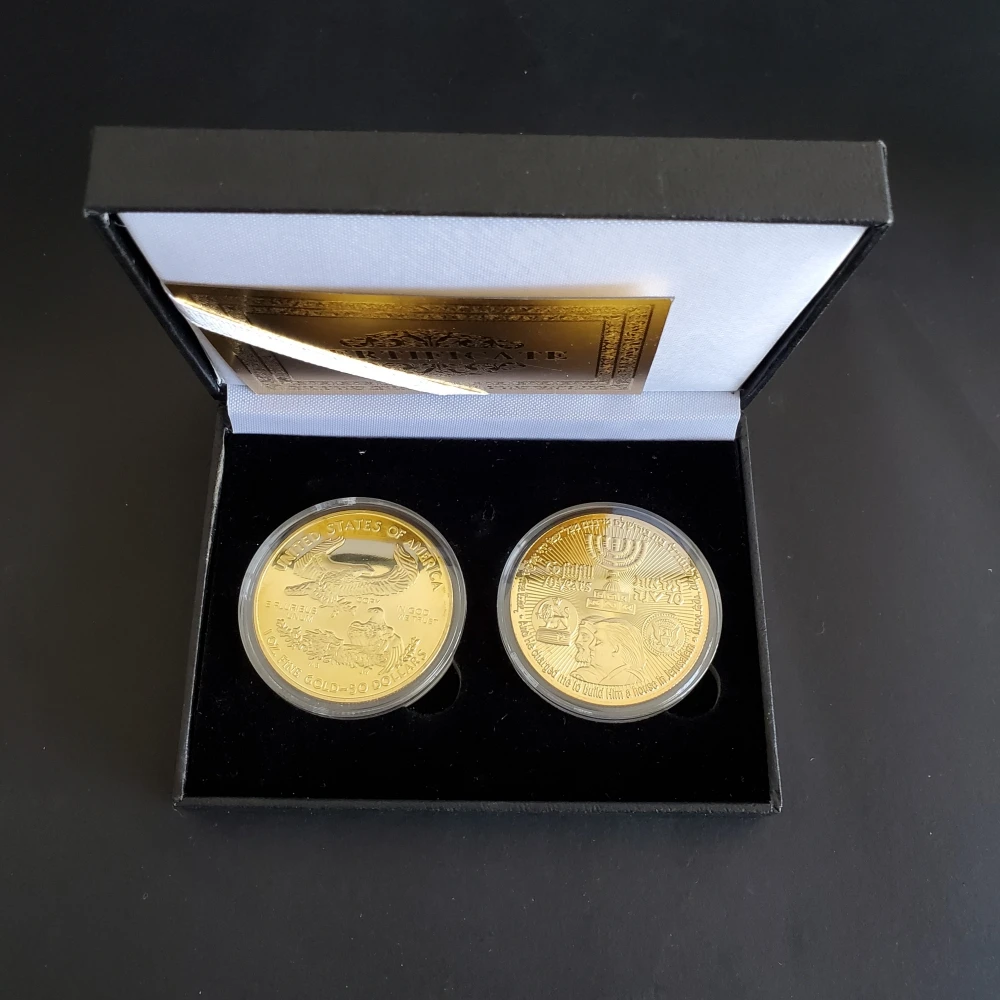 RH 2 шт. Израиль 70th Annivers позолоченные Коллекционные монеты с коробка для монет комплект золотых монет комплект оригинальной подарочной сделать дропшиппинг