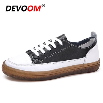 

Spring Womens Flat Casual Ladies Shoes Sneakers Women 2020 Fashion Breathable Leather Platform Black Women Shoes Soft Footwears