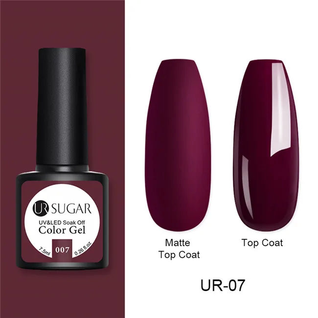 matte7 Ur Sugar 7,5 мл Гель-лак для ногтей осенний Матовый верхний слой цветной гель Полупостоянный замачиваемый УФ светодиодный Гель-лак маникюрный лак - Цвет: matte7