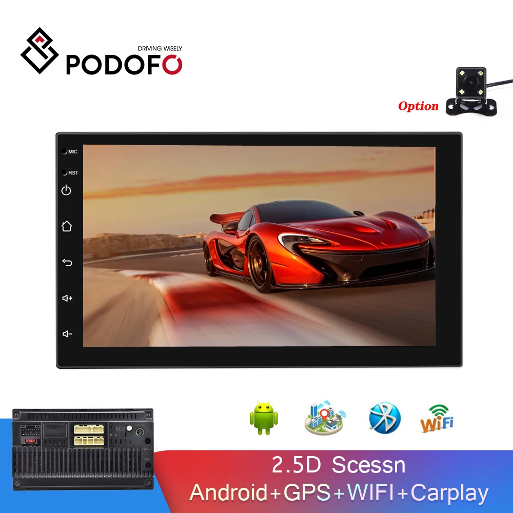  Podofo Android 2Din Auto MP5 Multimedia Video Player Auto Stereo Carpaly GPS WIFI Bluetooth FM 7 ''