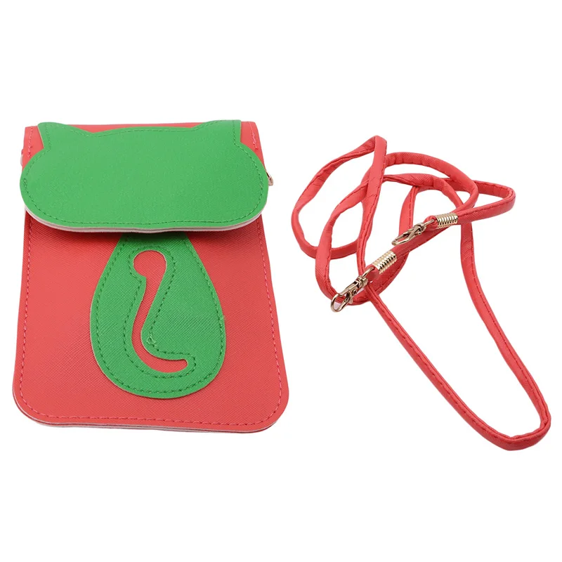 red x green cat Новинка, кошелек, держатель для монет, женский маленький кошелек, клатч из искусственной кожи, кошелек для телефона с кошкой, портативная Сумочка для девушек, косметичка - Цвет: red x green cat
