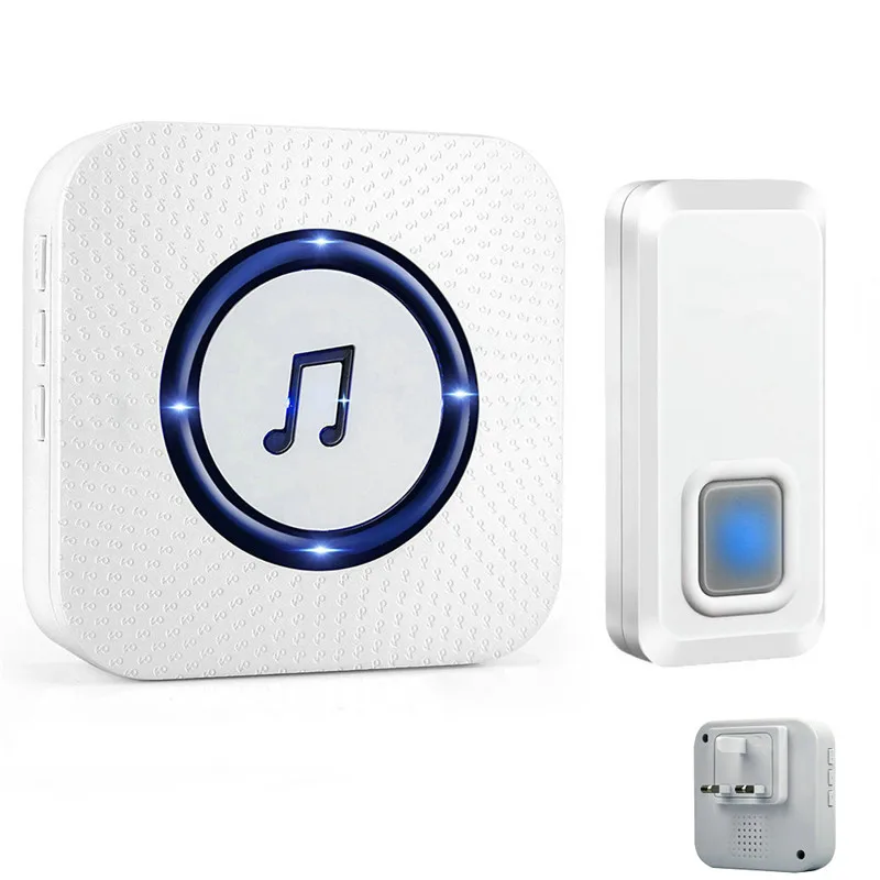 White 1x Receiver Wireless Doorbell Kit IP55 Waterproof DIY Door Bell Chime Receivers 55 Chimes Melodies UK Plug - Цвет: White 1x Receiver
