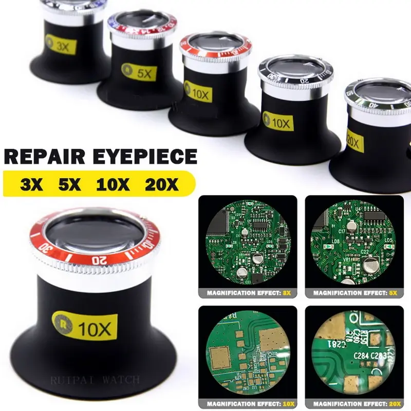 

New Watch Repair Tool 3X 5X 10X 20X Ultra Clear Aluminum Alloy Magnifying Glass Watchmaker Loupe Magnifier For Watch Repair