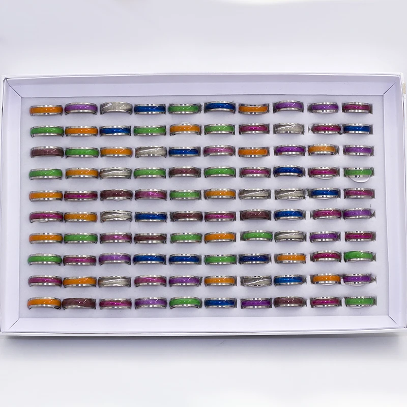 Wholesale 50Pcs/lot Mixed Style Stainless Steel Rings Women Mens Ring 17-21mm