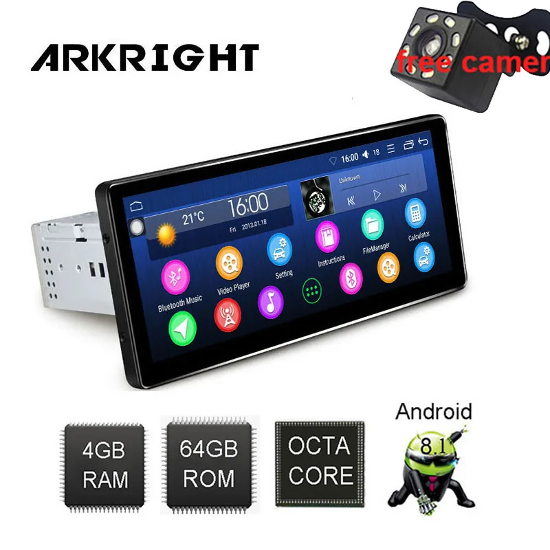 

ARKRIGHT 8.8" 1Din Android 8.1 Car Radio 4+64GB autoradio GPS Multimedia Player Hotspot sharing with DSP support 4G SIM card