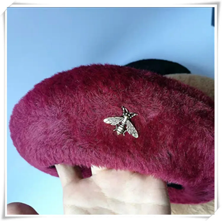 Осенне-зимняя имитация водной гривы берет маленькая пчела художника зимняя шапка берре женские шапки берет войлочный берет шляпа