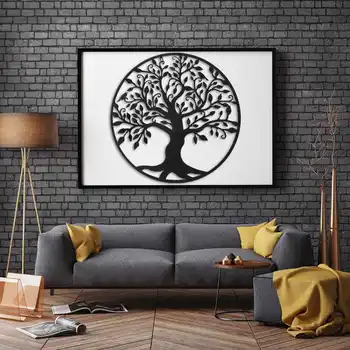 

Round Wall Hanging Decorations Diameter 60cm Tree of Life Iron Art Home Hanging Ornament Iron Tree Wall Decor