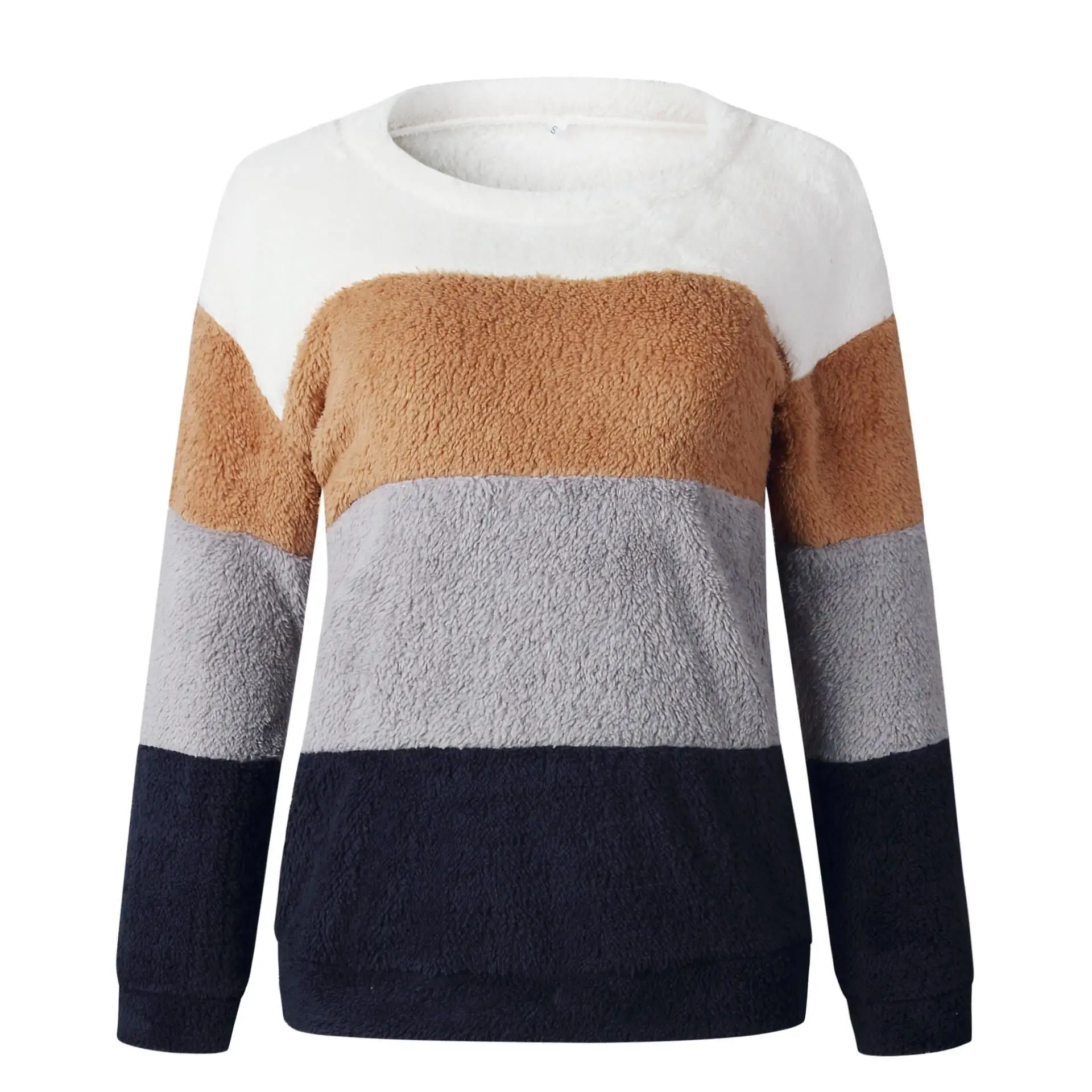 Осень свободного покроя в полоску белый пушистый свитер с О-образным вырезом Повседневное полосатые вязаные пуловеры для женщин