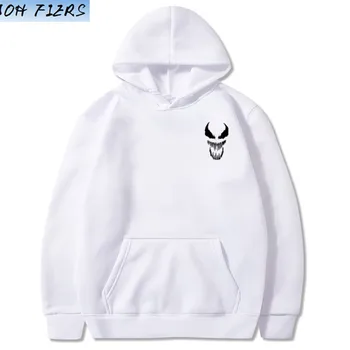 

New Autumn Winter Venom Hoodie Men Sweatshirts Spiderman Comic Superhero Anime Cool white Tops Plus Velvet Casual Thick Hoody