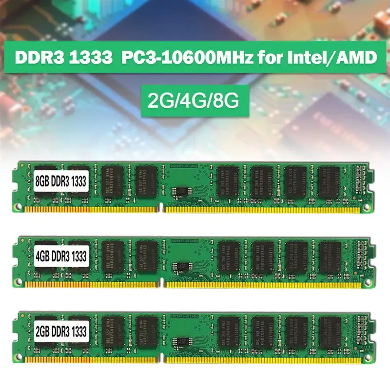 

DDR3 RAM Memory 2GB 4GB 8GB 1333MHz For Desktop Computer DIMM BGA Memory 1.5V 240Pin PC3-10600 for Intel/AMD