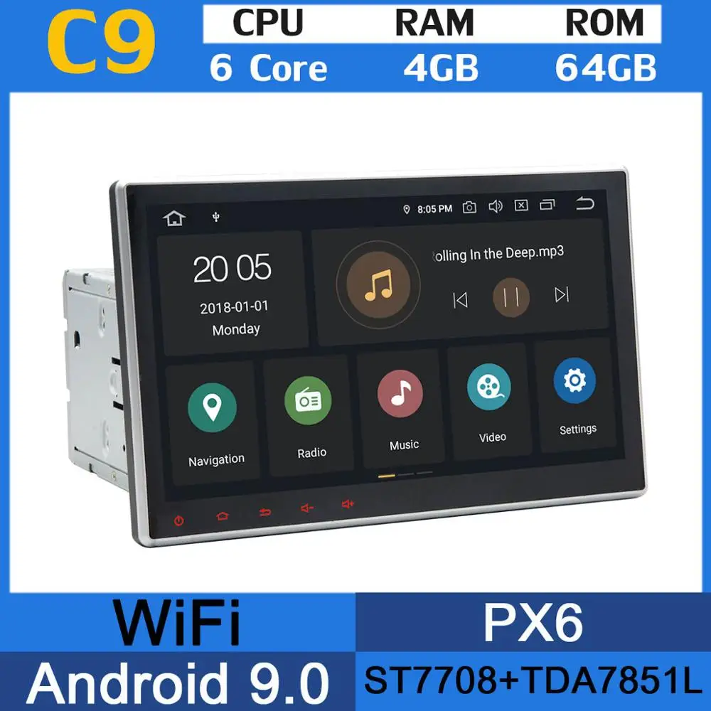 6Core 4G RAM 64G PX 10," Android 9,0 PX6 4+ 64G 2 Din Универсальный Автомобильный DVD Радио Стерео gps навигация головное устройство мультимедиа DSP Carplay двойной Din 2Din - Цвет: 6Core 4G RAM 64G PX