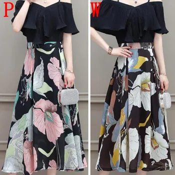 

Floral Print Pleated Midi Skirt Women Elastic High Waist Side Pockets Skirts Summer Elegant Female Bottom