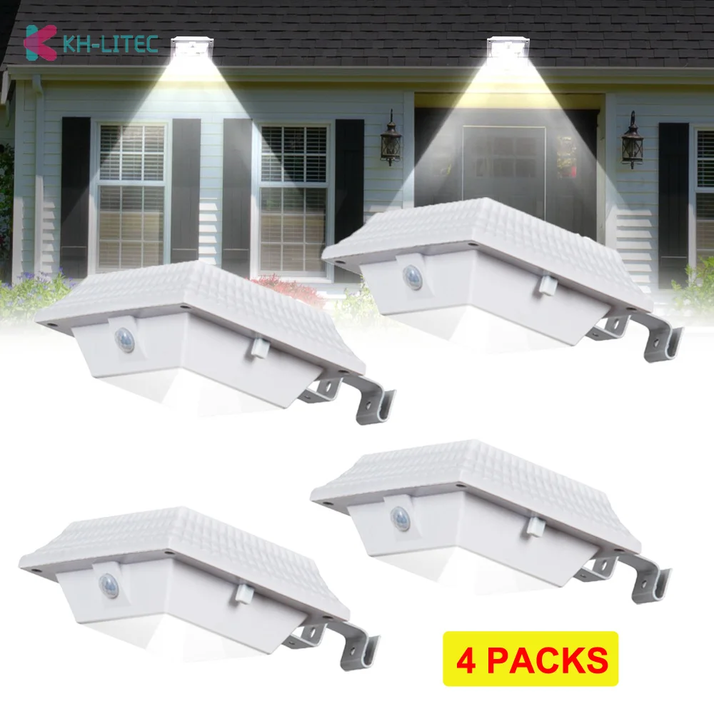 4 PCS Motion Sensor 12 LED Solar Gutter lights Solar Powered Outdoor Lighting Garden Solar Sensor Wall Light for Street Yard