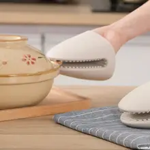 2 шт силиконовые термостойкие перчатки с держателем для горшка, изоляционные противоскользящие зажимы для приготовления пищи, выпечки, духовки, кухонные перчатки