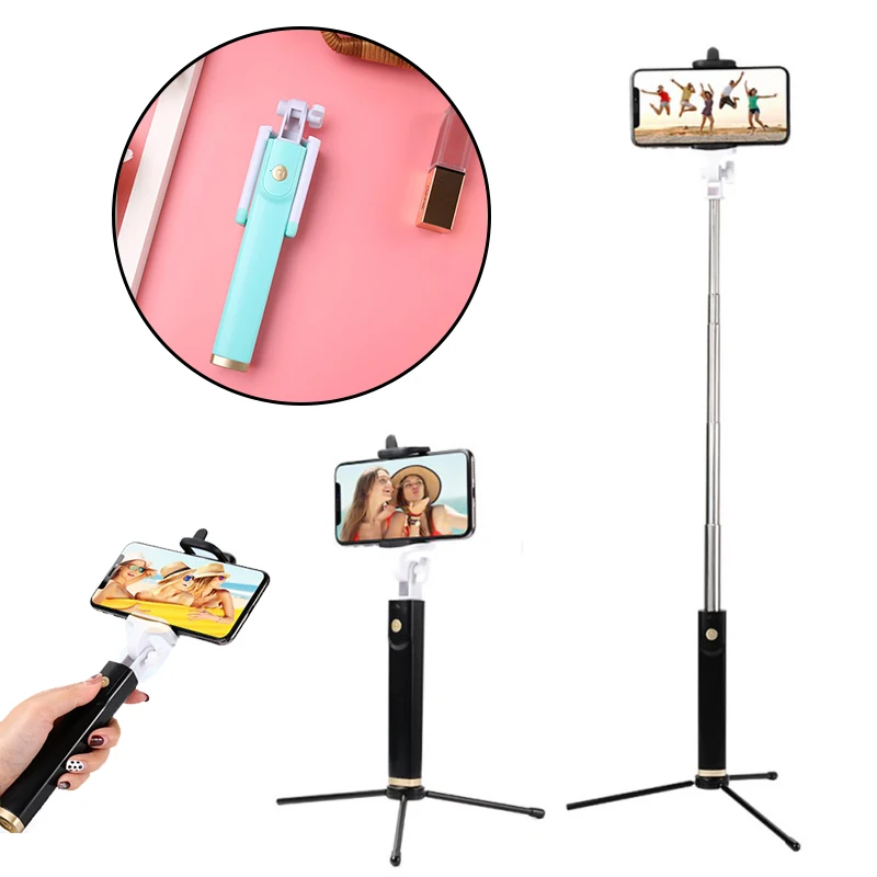 

3 in 1 Wireless Bluetooth Selfie Stick For iPhone 8 X 7 6s Plus Foldable Handheld Monopod Shutter Mini Tripod Remote Extendable