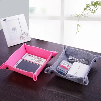 

5pcs Detachable Desktop Finishing Wool Felt Storage Box Mobile Toy Storage Basket (Random Color)