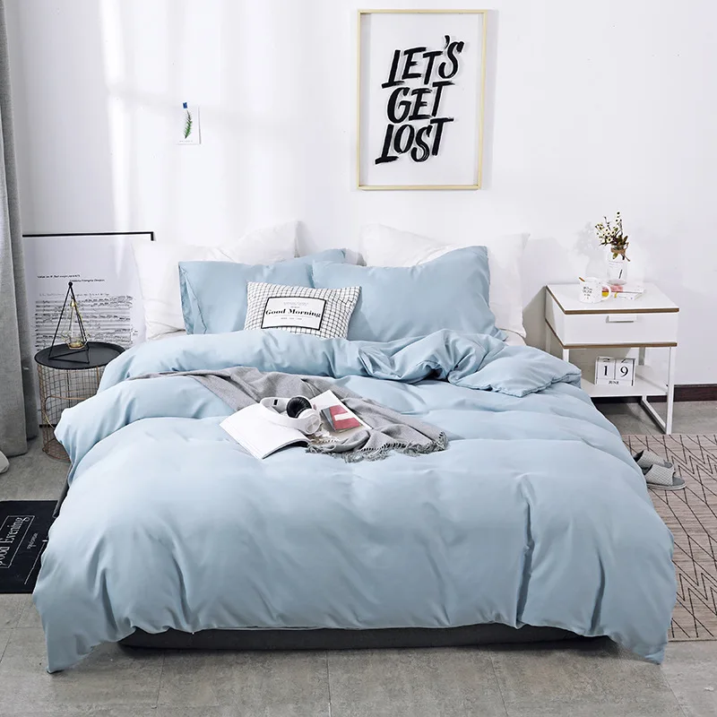 

Hot Selling Solid Color Plain Color Sander Quilt Three-piece Quilt Cover Pieces