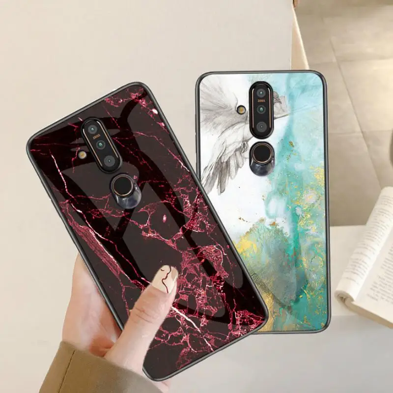 

Marble Tempered Glass Case For Nokia 7 7.1 3.1 1 Plus 7.1plus Glossy Phone Back Cover For Nokia X6 X7 X71 4.2 7Plus 1Plus Coque