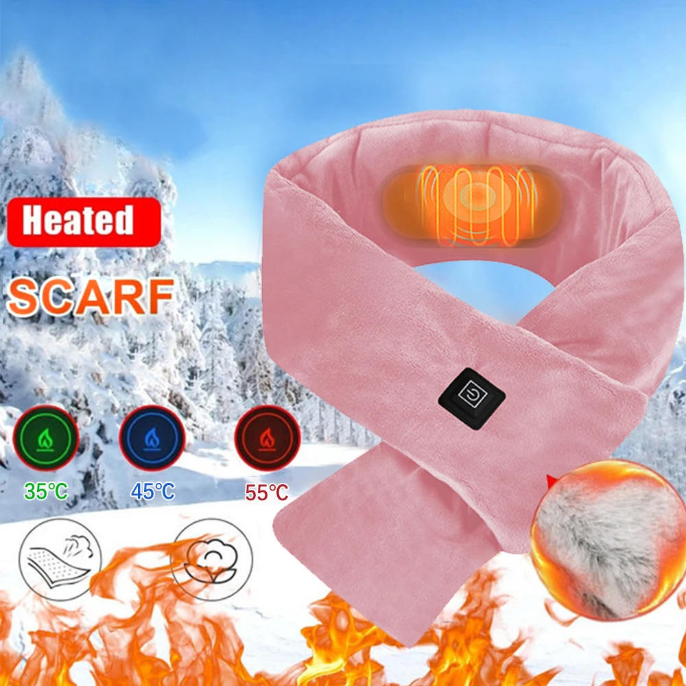 New Electric Winter Warmer Heated Scarf Women Men Smart Heating Scarf ...