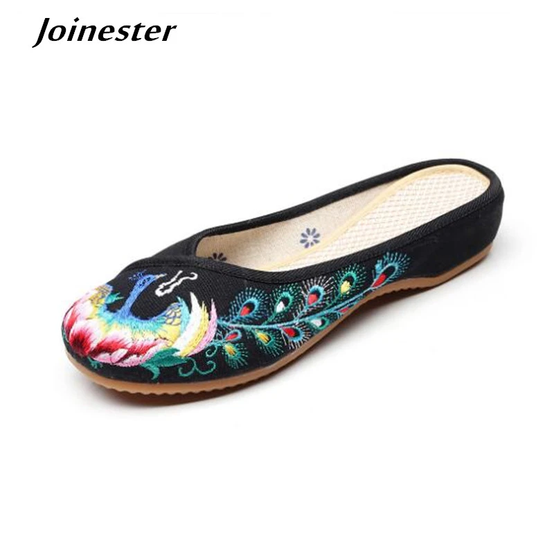 Women's Chinese Ethnic Embroidery Anti-slippery Flat Casual Summer Slipper shoes