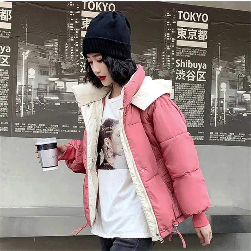 

Autumn Woman Thickening Female 2019 New Women Hooded Solid Casaco Loose Parka Jacket Winter Padded Coat Zipper Cotton Fashion