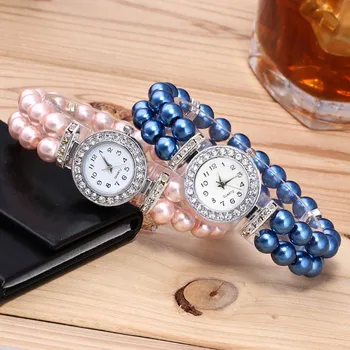 

Women Watch Romantic Fashion Women Casual Pearl String Watch Strap Quartz Wrist Watch Clock for Women мужские кварцевые