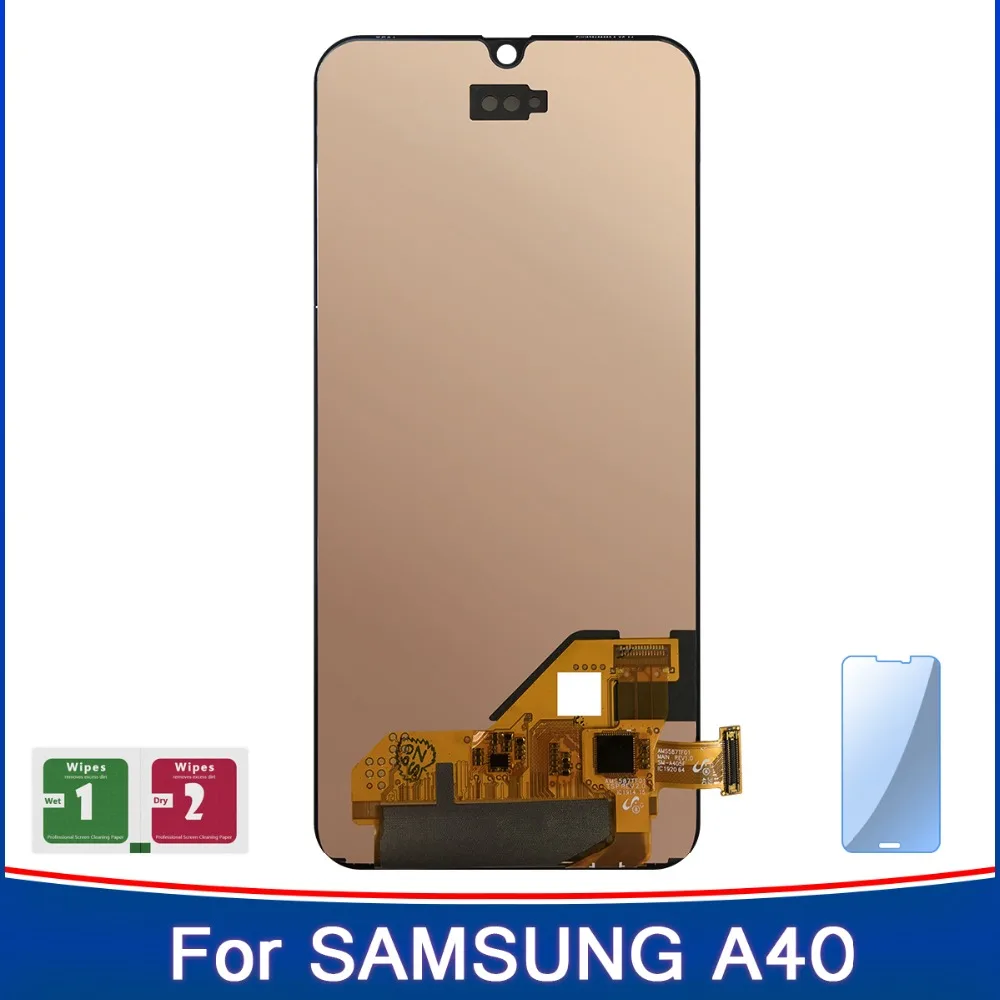 Регулировка яркости A40 ЖК-дисплей для samsung A40 A405 SM-A405F A405F ЖК-кодирующий преобразователь сенсорного экрана в сборе
