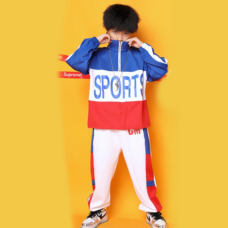 Kids Cool Hip Hop Clothing Stand Collar Jacket Coat Pullover Top Running Causal Pants for Girls Boys Jazz Dance Costumes Clothes (18)