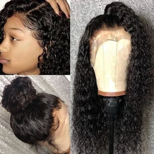 Сапфировые бразильские волосы вода естественная волна парик фронта шнурка полные концы предварительно собранные человеческие волосы отбеленные узлы вьющиеся парики для женщин