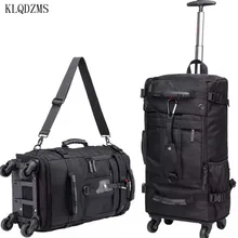 KLQDZMS 18 дюймов высокая емкость дорожная сумка на колесах багаж Оксфорд ткань мужская женская тележка чемодан
