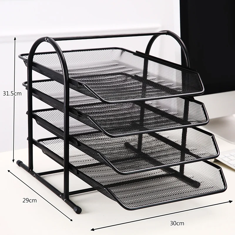 4 Tiers Metal File Tray. Paper And Documents Organizer , Office Accessories Desk Rack DIY