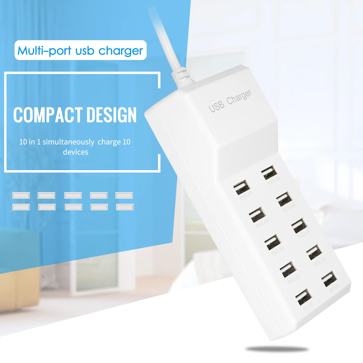 Powstro Быстрая зарядка 5 В/10 А 10 портов быстрая usb зарядка Настольный мобильный телефон зарядное устройство адаптер ЕС Великобритания США вилка с несколькими устройствами