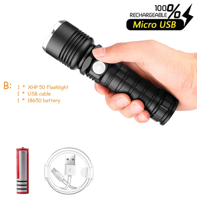 Package B Мощный светодиодный фонарик XHP70.2, самый мощный фонарик XHP70 XHP50, светодиодный, USB, перезаряжаемый, супер яркий фонарь для кемпинга - Испускаемый цвет: Package B
