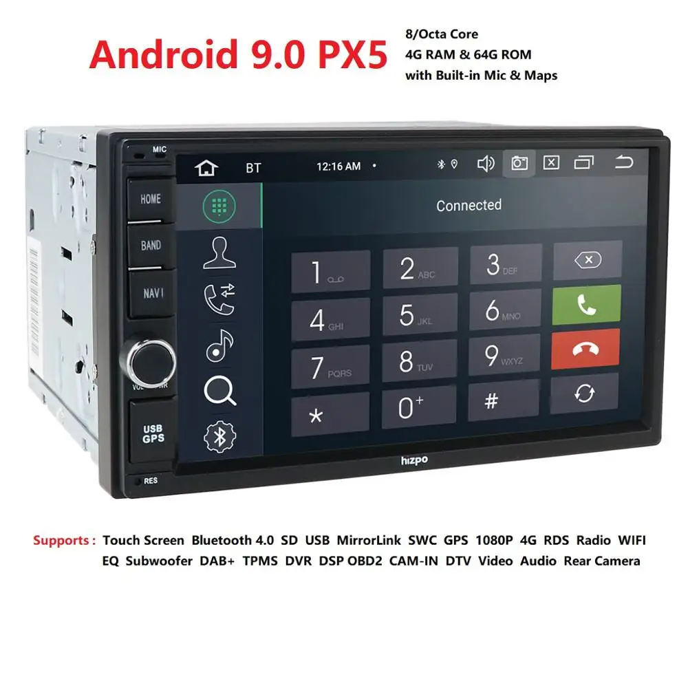 Новейший Hizpo 4 Гб ОЗУ 64 Гб ПЗУ 2Din HD 7''Android9. 0 универсальный автомобильный Радио Аудио Стерео gps навигация медиаплеер магнитофон BT