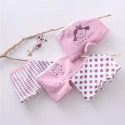 Girls Panties Kids Cotton Underwear Children's Briefs Wave Point Trellis Cartoon Short 4Pcs/lot