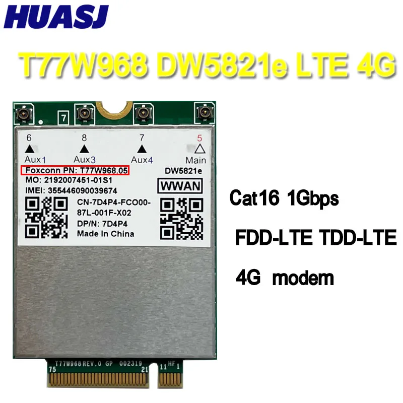 Модуль карт HUASJ T77W968 для Dell DW5821e LTE Cat16 GNSS 5G WWAN ноутбука 5420 5424 7424 7400 | Компьютеры и
