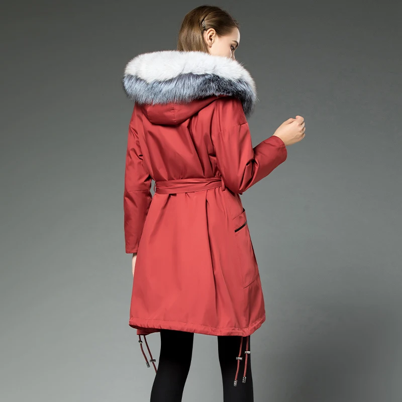 Perfect AYUNSUE Winter Jacket Women Rabbit Fur Liner Parka Real Fur Coat Female Fox Fur Collar Warm Long Trench Coats Chaqueta Mujer MY 3