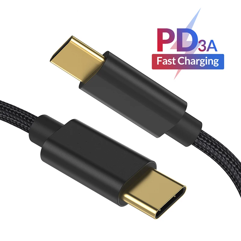 

60W 3A USB Type C to USB C Cable for Samsung Galaxy S10 S9 S8 Plus Note 8 9 Redmi Note 7 Pro USB-C PD QC3.0 Fast Charging Cable