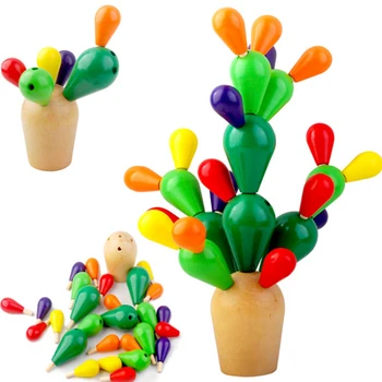 

1Set Montessori Mosaic Toy Children Cactus Wooden Block kids Educational Assembling Demolition Toy Kids DIY Manual Building Kits