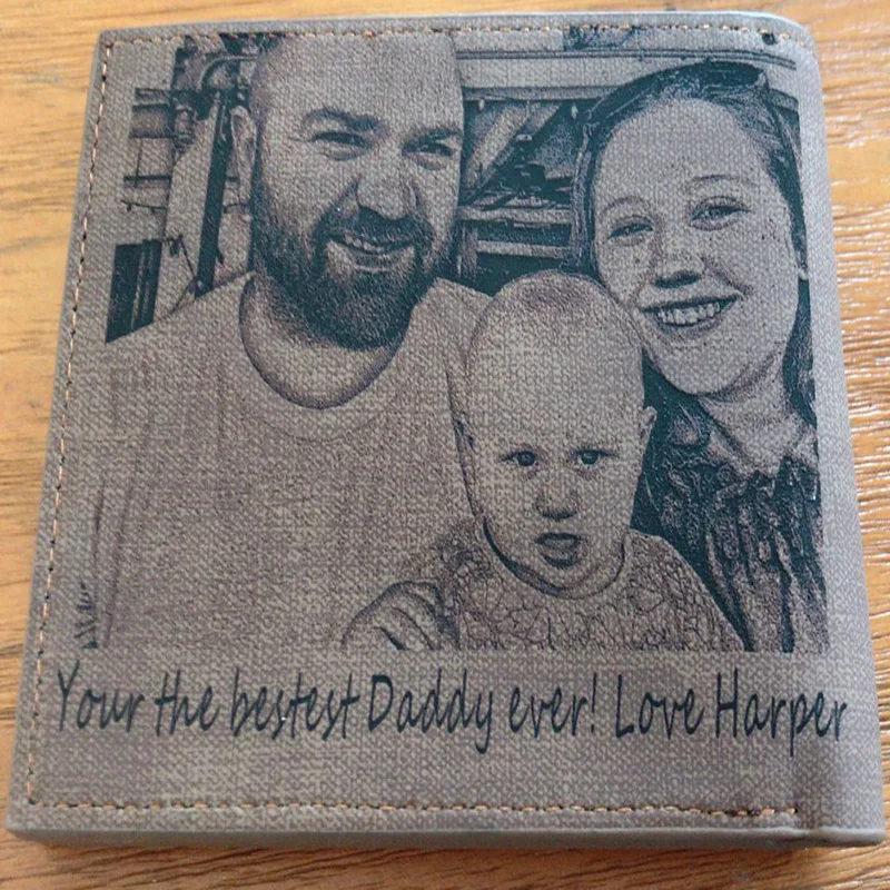 

New Wallet Men Short Ultra-thin Personalized Photo Wallet Letter Printing Young Students Simple Custom DIY Gift Picture Wallet