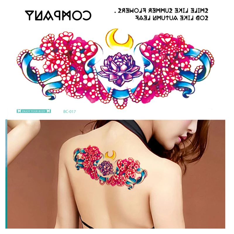 BC017 Сексуальные татуировки на грудь ниже спины, временная татуировочная бумага для женщин, водонепроницаемые поддельные татуировки наклейки(1 лист - Цвет: BC017