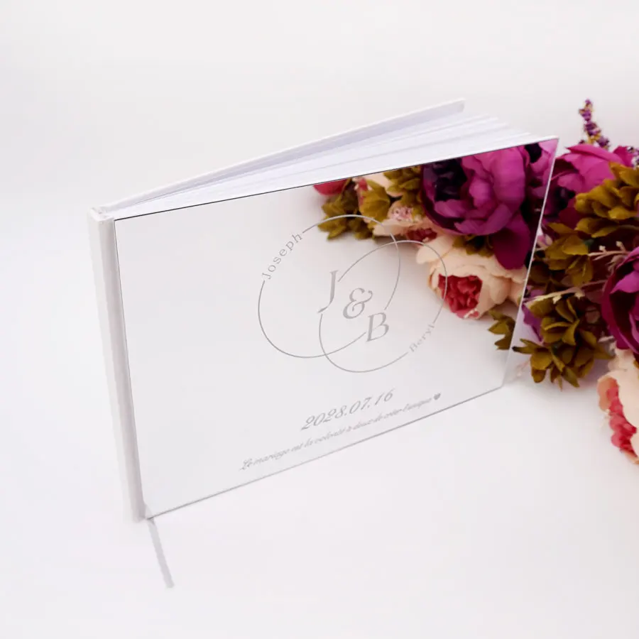 Wedding Personalized Acrylic Mirror Marriage Guest-Book Engagement Memorial Bridal Shower Book
