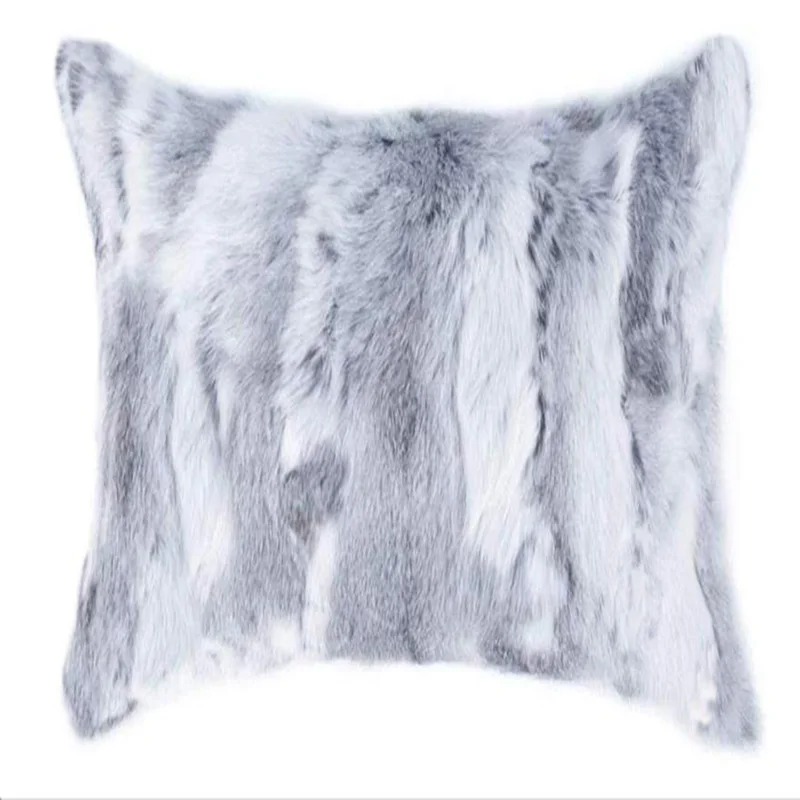 Rabbit Fur Cushion Pillowcase Real Fur Pillow Cushion Cover Pillow