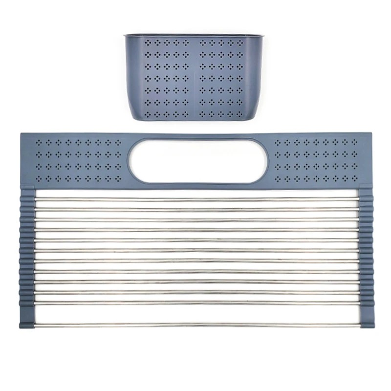 

Roll Up Dish Drying Rack Over The Sink Large Dish Drying Rack With Utensil Holder Foldable Dish Drainer For KitchenBowl RackS