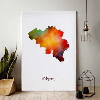 

Belgium city map watercolor Map Modern City Canvas Art Print Wall Pictures for Living Room No Frame