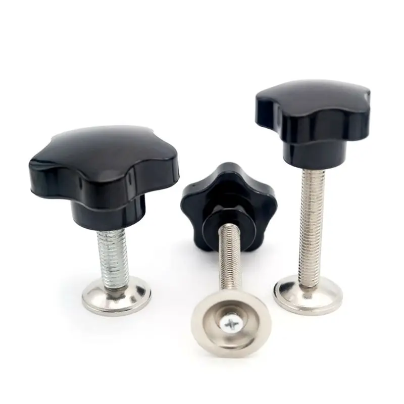 M8/m10 Star Knob Clamp With Plate Male Thread Bakelite Mechanical Black