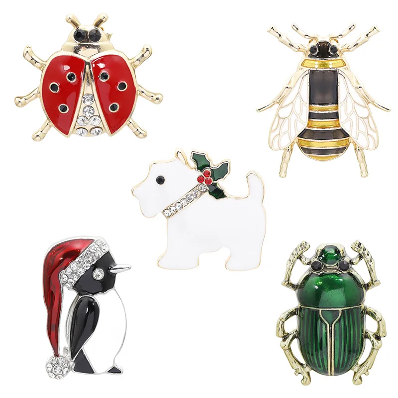 High Quality Christmas Insect Series Brooch Cartoon Bee Penguin Badge Jewelry Good Friend Gift | Украшения и аксессуары