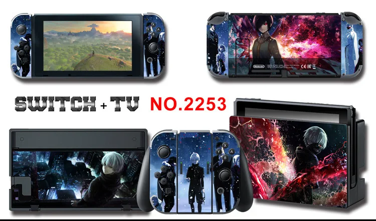 1set New Cute Anime Full Body Sticker for NS Switch Protective Cover Skin Colorful Art for Game Console Joy-Con Controller Decor